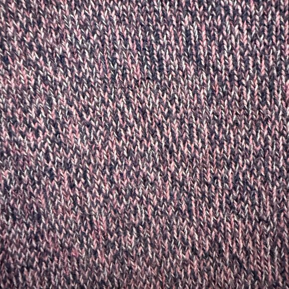 Loft Womens Long Puff Sleeve Sweater L Pink Gray Heathered Scalloped Preppy Boho - Picture 5 of 10